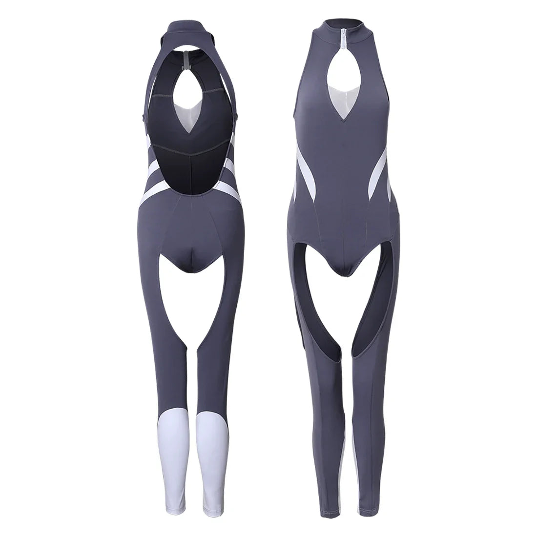 Anime Style the Grey Shark Jumpsuit Yoga Pants Full Body Sexy Fitness Active Wear - Shopthatapp.ca