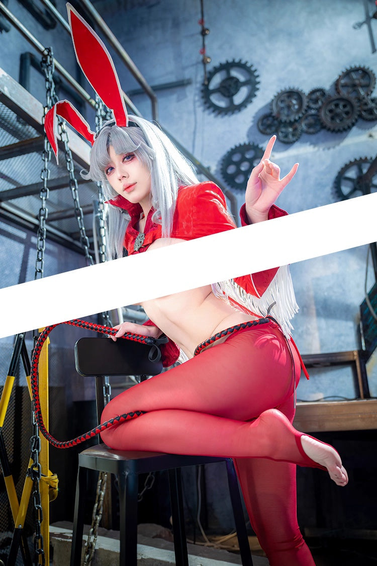 Wild Bunny Cow Girl PU Leather Jacket Sheer Sexy Ligerie Cosplay Costume Set - Shopthatapp.ca