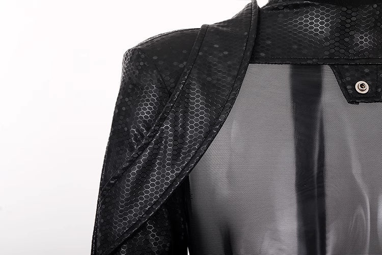 Tactical Anime Girl PU Leather Sheer Mesh Sexy Cosplay Full Bodysuit Costume - Shopthatapp.ca