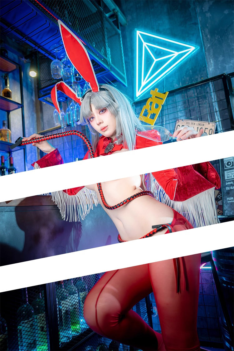 Wild Bunny Cow Girl PU Leather Jacket Sheer Sexy Ligerie Cosplay Costume Set - Shopthatapp.ca