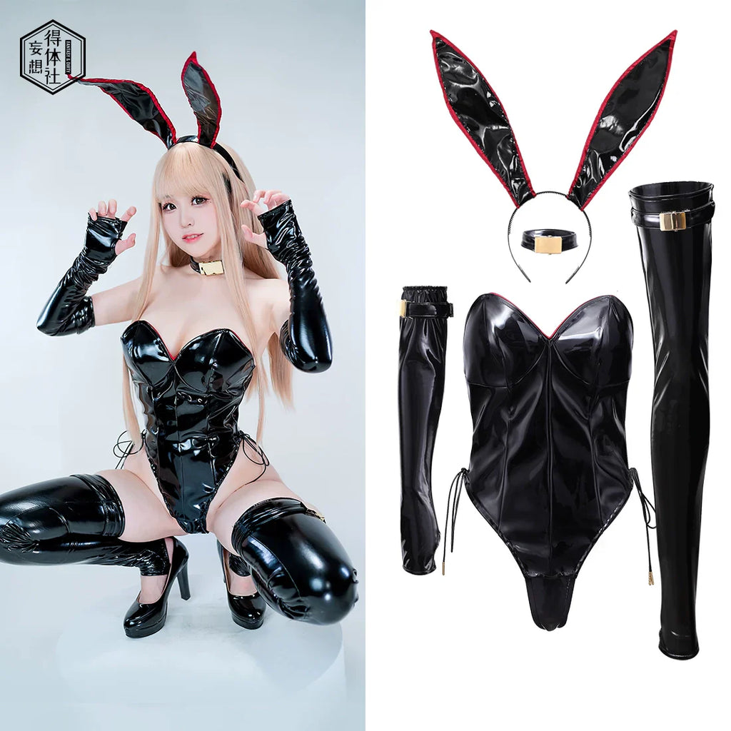 PU Leather Bound Bunny Strapless Bunny Girl Cosplay Costume Sexy Open Crotch Lingerie - Shopthatapp.ca