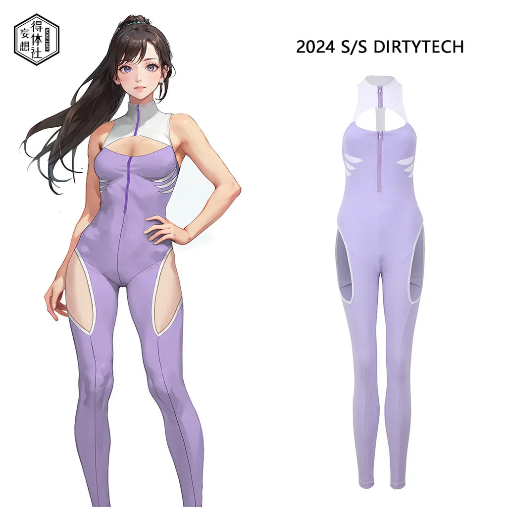 Anime Style The Purple Shark Jumpsuit Yoga Pants Full Body Sexy Fitness Activewear - Shopthatapp.ca