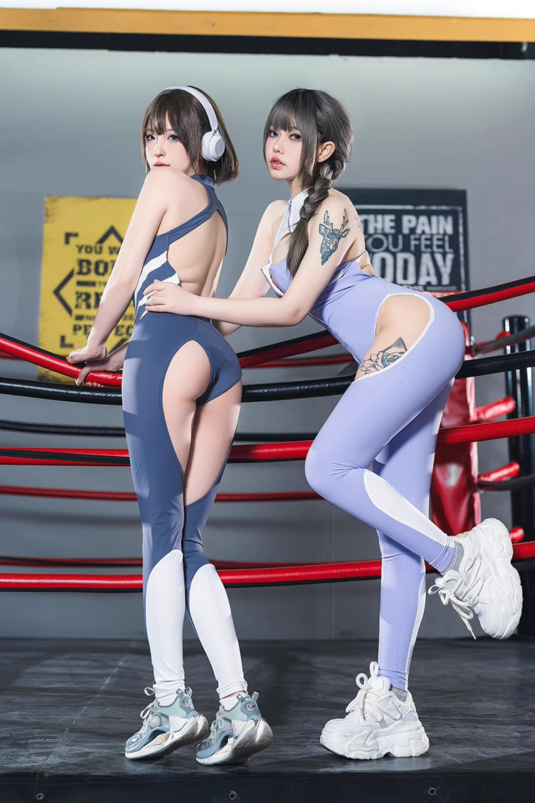 Anime Style The Purple Shark Jumpsuit Yoga Pants Full Body Sexy Fitness Activewear - Shopthatapp.ca