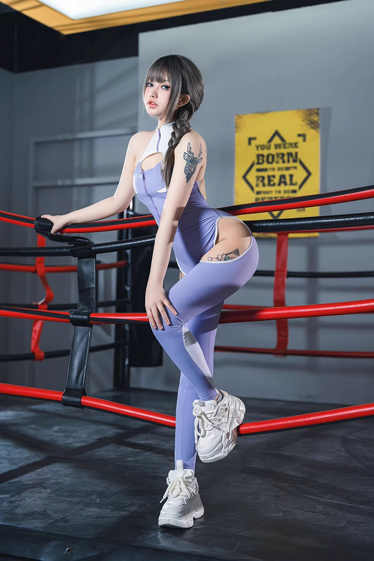 Anime Style The Purple Shark Jumpsuit Yoga Pants Full Body Sexy Fitness Activewear - Shopthatapp.ca