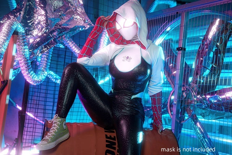 Woman Super Hero Spandex Pu Leather Cosplay Halloween Costume Bodysuit with Jacket - Shopthatapp.ca