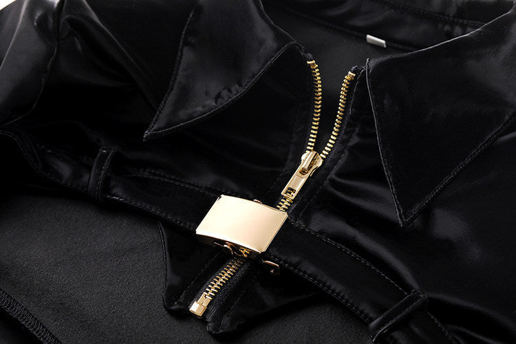 Bunny Girl Sexy Cute Costume PU Jacket Sheer Stockings Cosplay Lingerie Set - Shopthatapp.ca