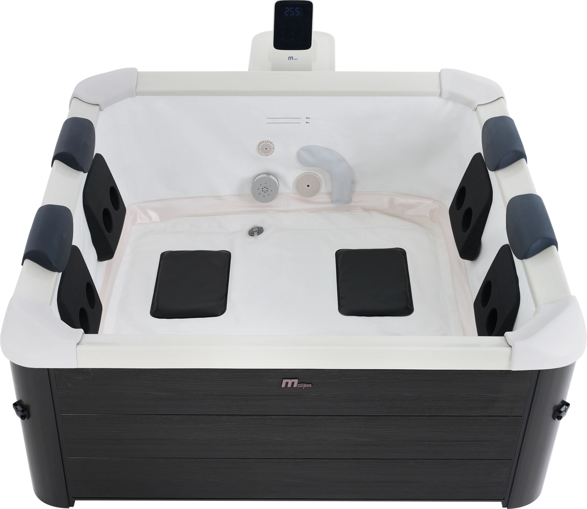 Zoppinh MSPA Oslo hot tub spa for 6 people with frame design, featuring seating and jets in a modern outdoor setting.