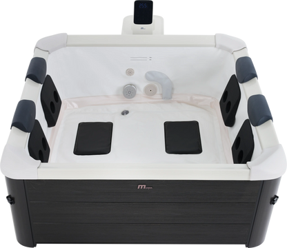 Zoppinh MSPA Oslo hot tub spa for 6 people with frame design, featuring seating and jets in a modern outdoor setting.