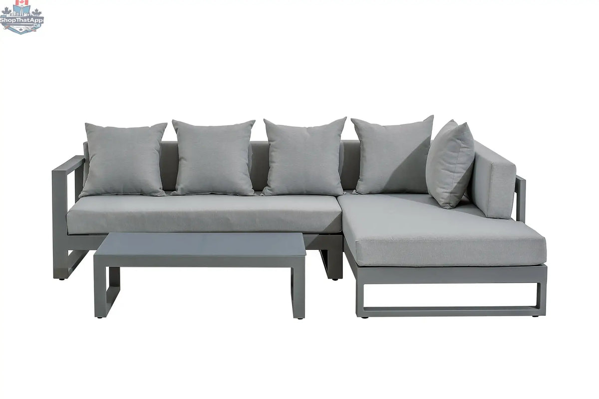 Enclover Oasis sectional sofa with modern design, featuring plush cushions and stylish fabric for contemporary living room comfort.