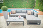 Krikacy Oasis outdoor sectional sofa with three aluminum pieces, featuring comfortable cushions and modern design for outdoor lounging.