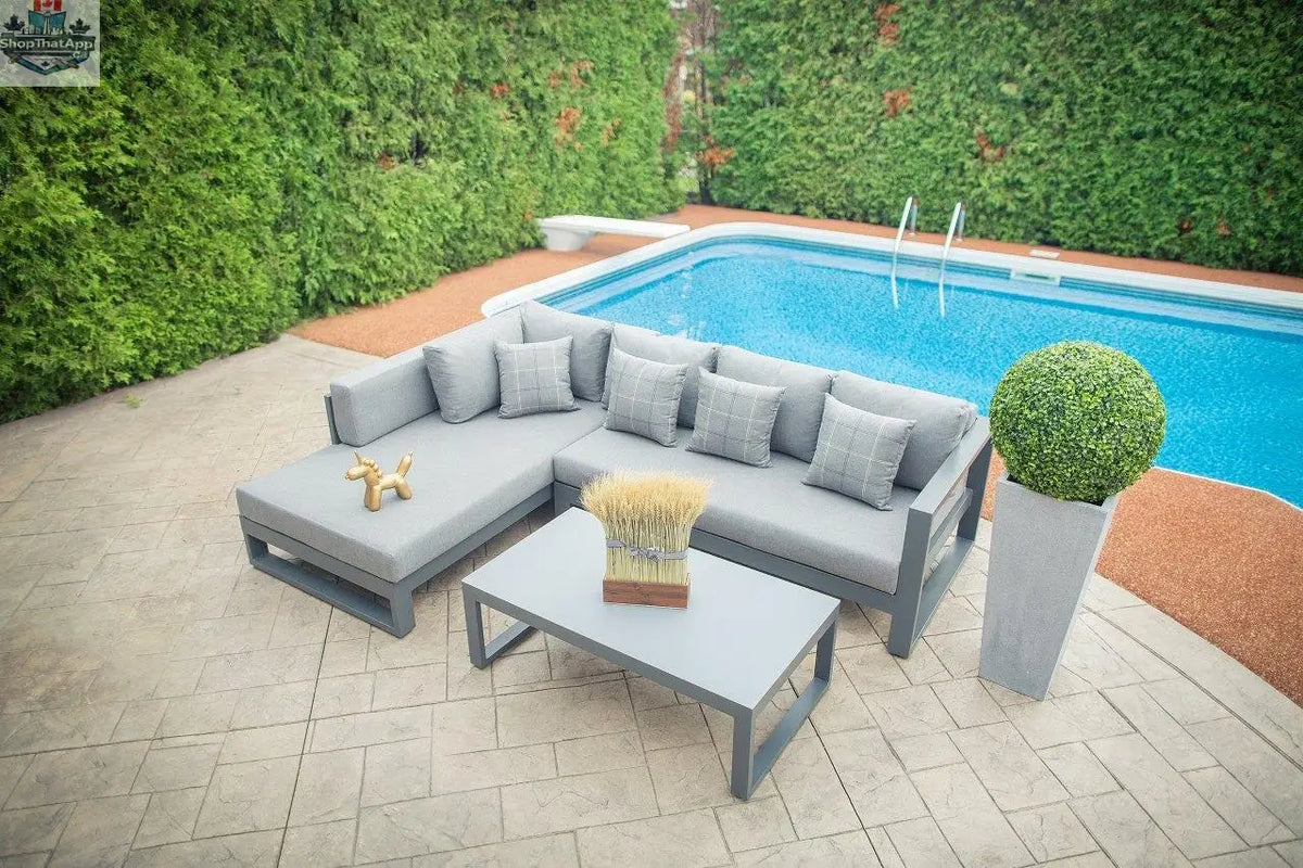 Enclover Oasis sectional sofa with modern design, showing the side view with three interconnected sections for stylish living room seating.