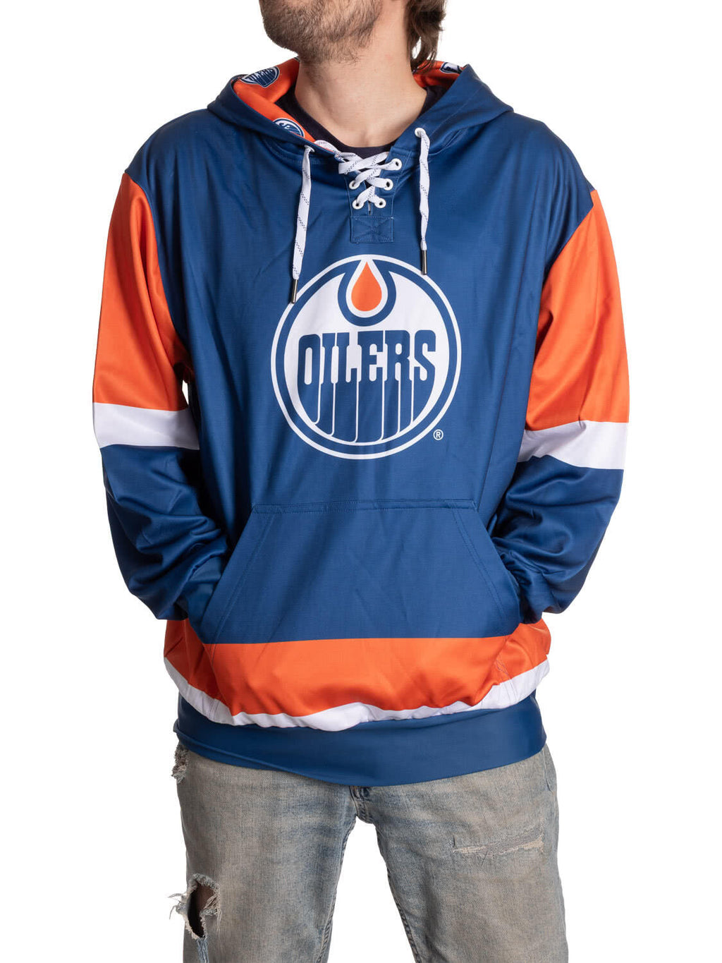 Edmonton Oilers Hockey Lace Hoodie - Shopthatapp.ca