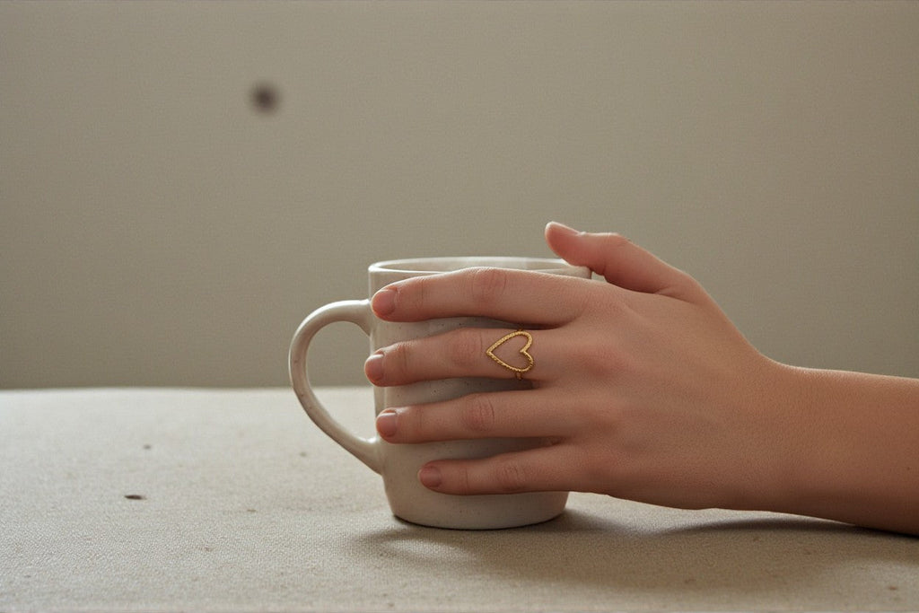 Open Heart Ring Gold Stainless Steel - Elegant & Durable Design - Shopthatapp.ca