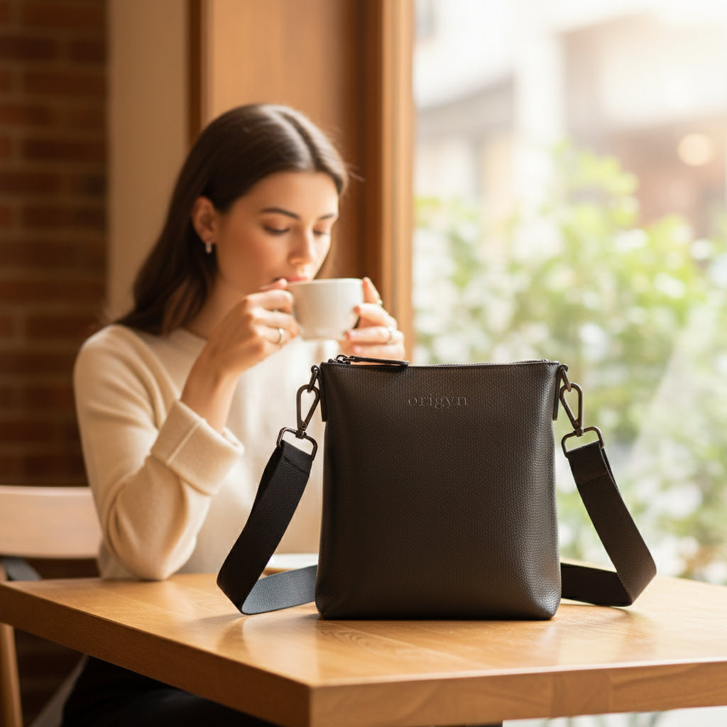 Origyn 04 - Plant-Based Vegan Leather Top Zip Handbag - Made with Plastic-Free MIRUM® - Shopthatapp.ca