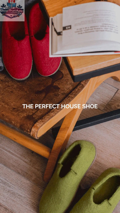 Classic Red Wool Slippers - The Perfect Cozy Companion for Your Feet - Shopthatapp.ca
