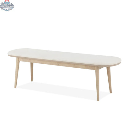 Hygge Design House Mons dining bench with wooden frame and upholstered seat, ideal for modern dining rooms.