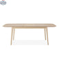 Hygge Design House Mons Extendable Dining Table with wood finish, extended to showcase its versatile, modern design.