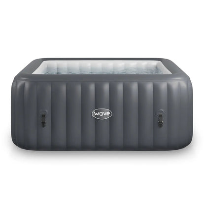 Zoppinh Wave Pacific 4/6-person inflatable hot tub with square shape and integrated heater, gray color, ready for relaxing spa experiences.