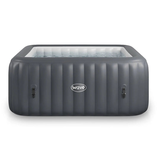 Zoppinh Wave Pacific 4/6-person inflatable hot tub with square shape and integrated heater, gray color, ready for relaxing spa experiences.