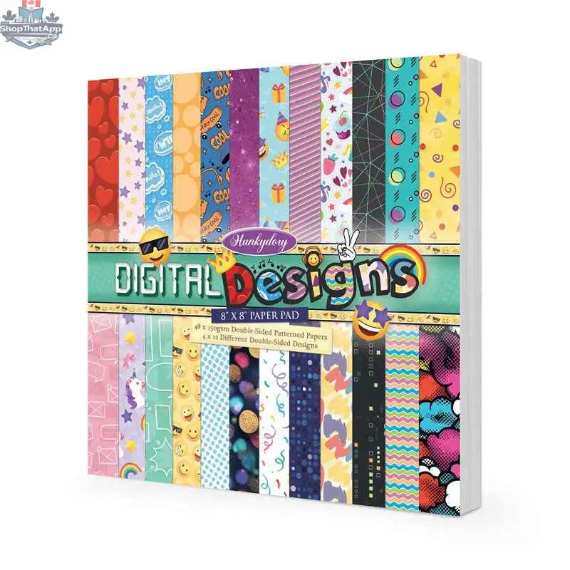 Ecstasy Crafts Digital Designs 8x8 inch paper pad featuring premium quality paper for creative craft projects and scrapbooking.
