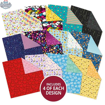 Ecstasy Crafts Digital Designs 8x8-inch premium paper pad for creative projects with colorful, patterned cardstock pages.