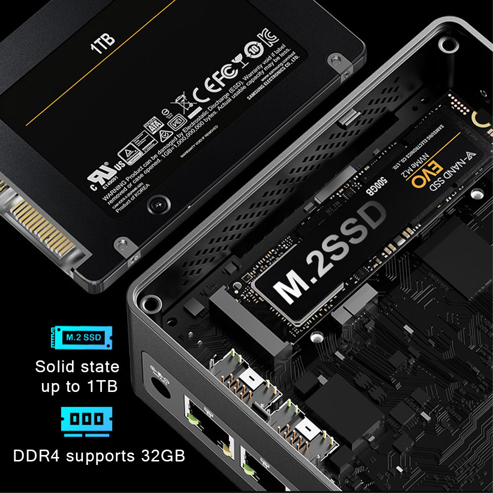BDI N100 Mini PC – Intel N100 Dual 2.5G LAN 4K Triple Display Expandable Storage
