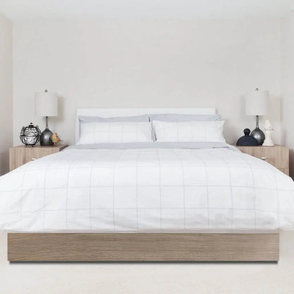 Luxurious organic percale sheets set by Skylark+Owl Canada, featuring crisp, breathable cotton sheets in a soft, elegant design.