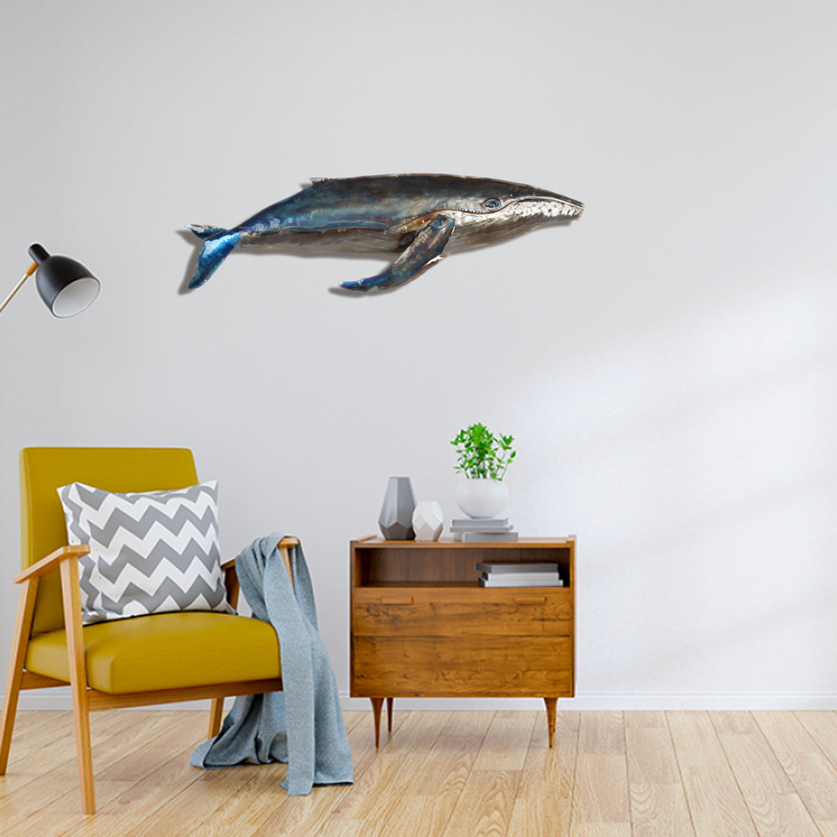 Whale Metal wall art 26"x8"