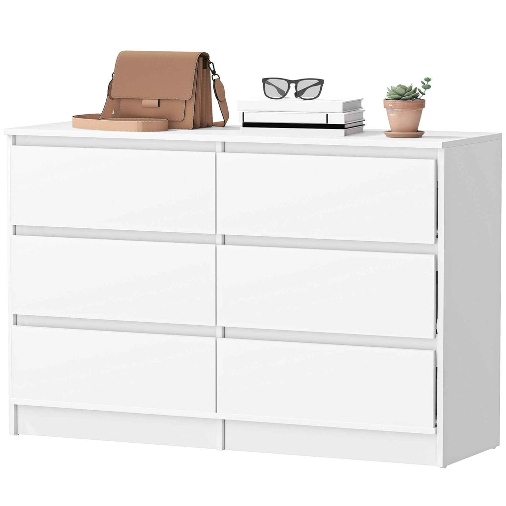 River 6 Drawer Dresser for Bedroom, Living Room or Hallway-White