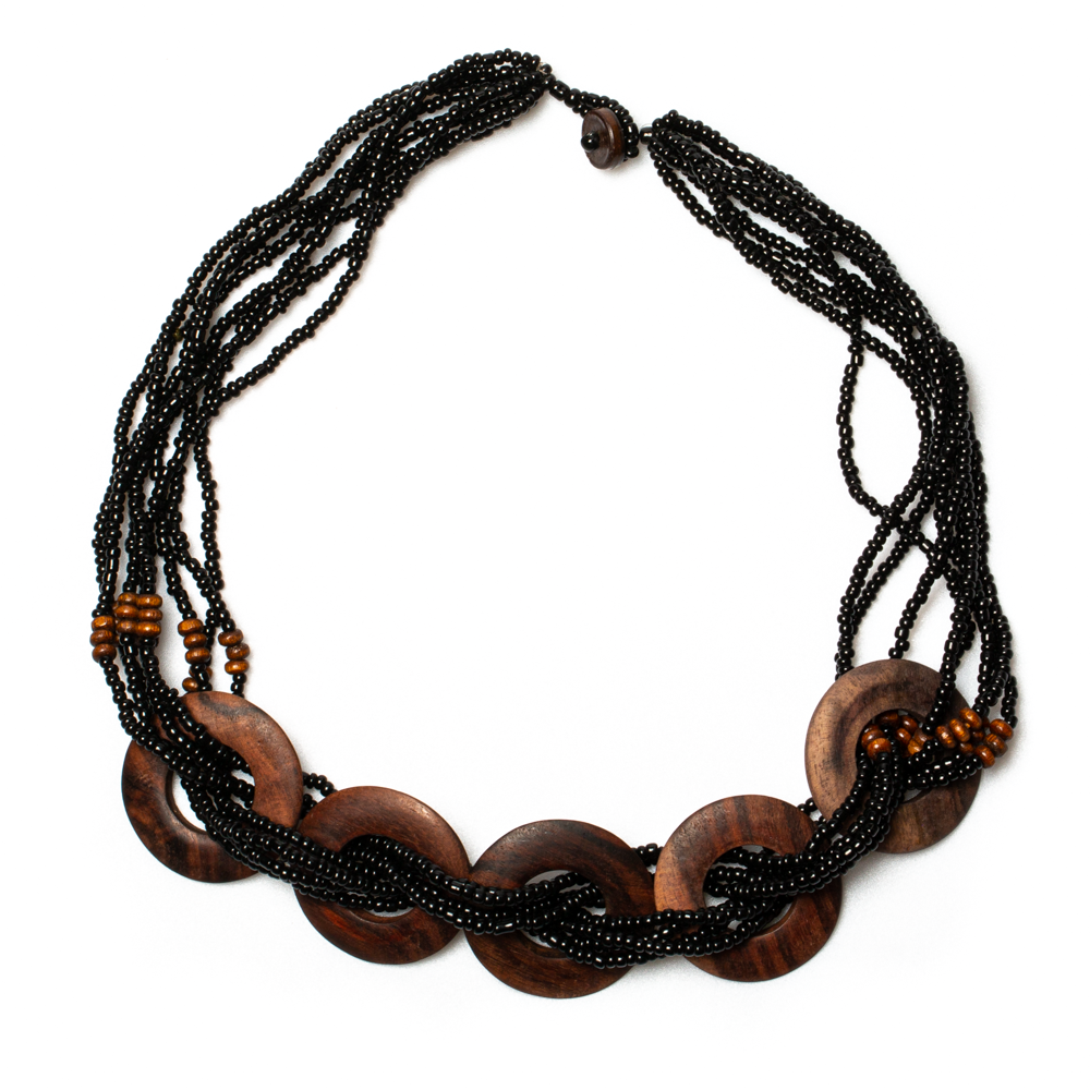 Multi Strand Wooden Ring Necklace - Shopthatapp.ca