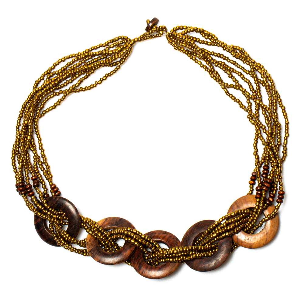 Multi Strand Wooden Ring Necklace - Shopthatapp.ca