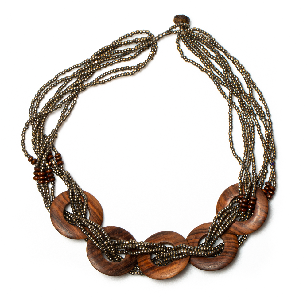 Multi Strand Wooden Ring Necklace - Shopthatapp.ca