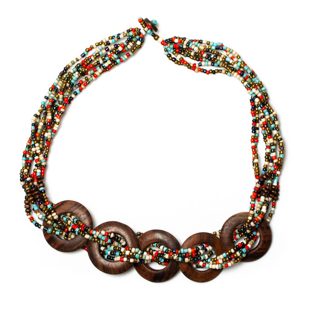Multi Strand Wooden Ring Necklace - Shopthatapp.ca