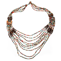 Long Multi Strand Necklace With Wood Detail - Shopthatapp.ca
