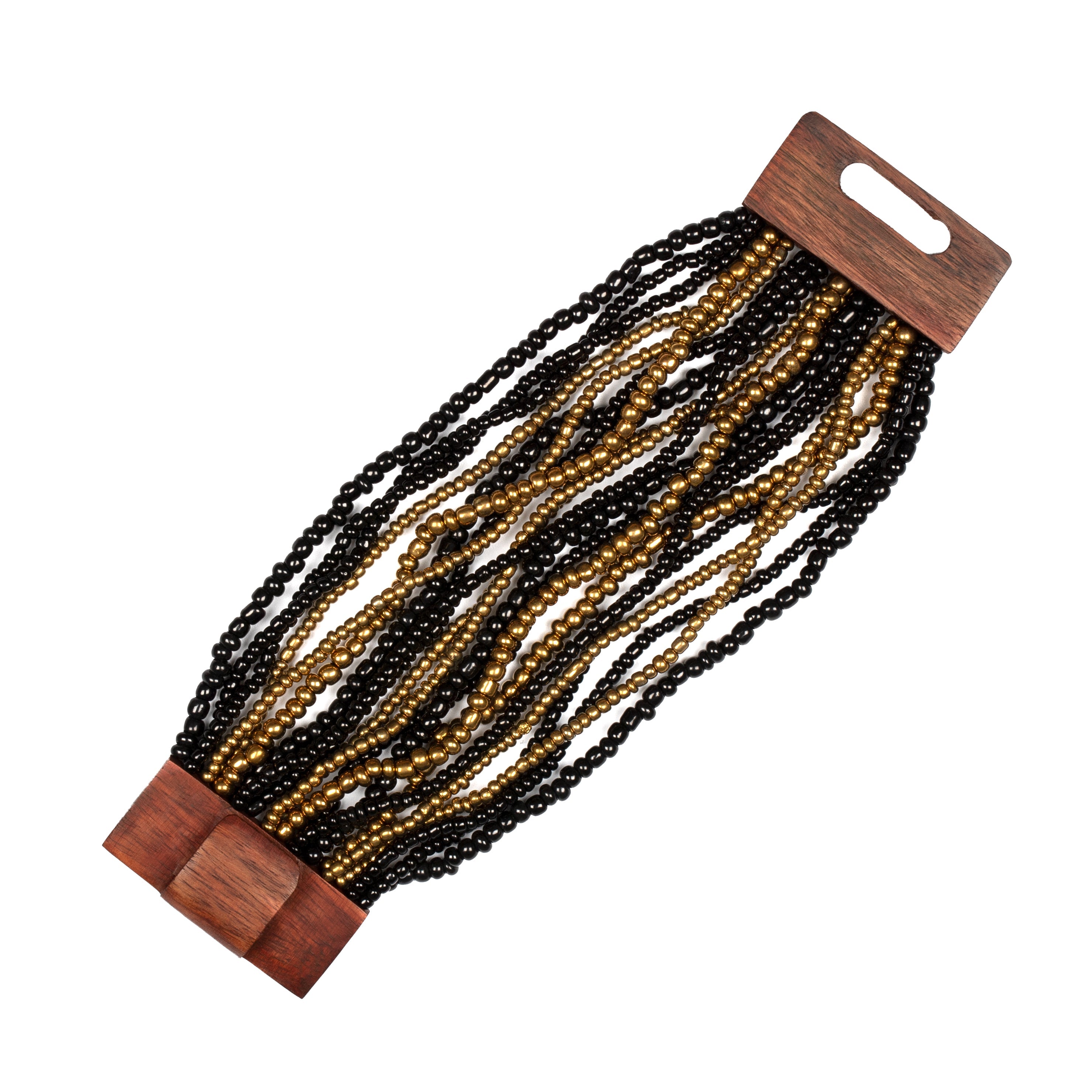 Multi Strand Bracelet With Wooden Clasp - Shopthatapp.ca