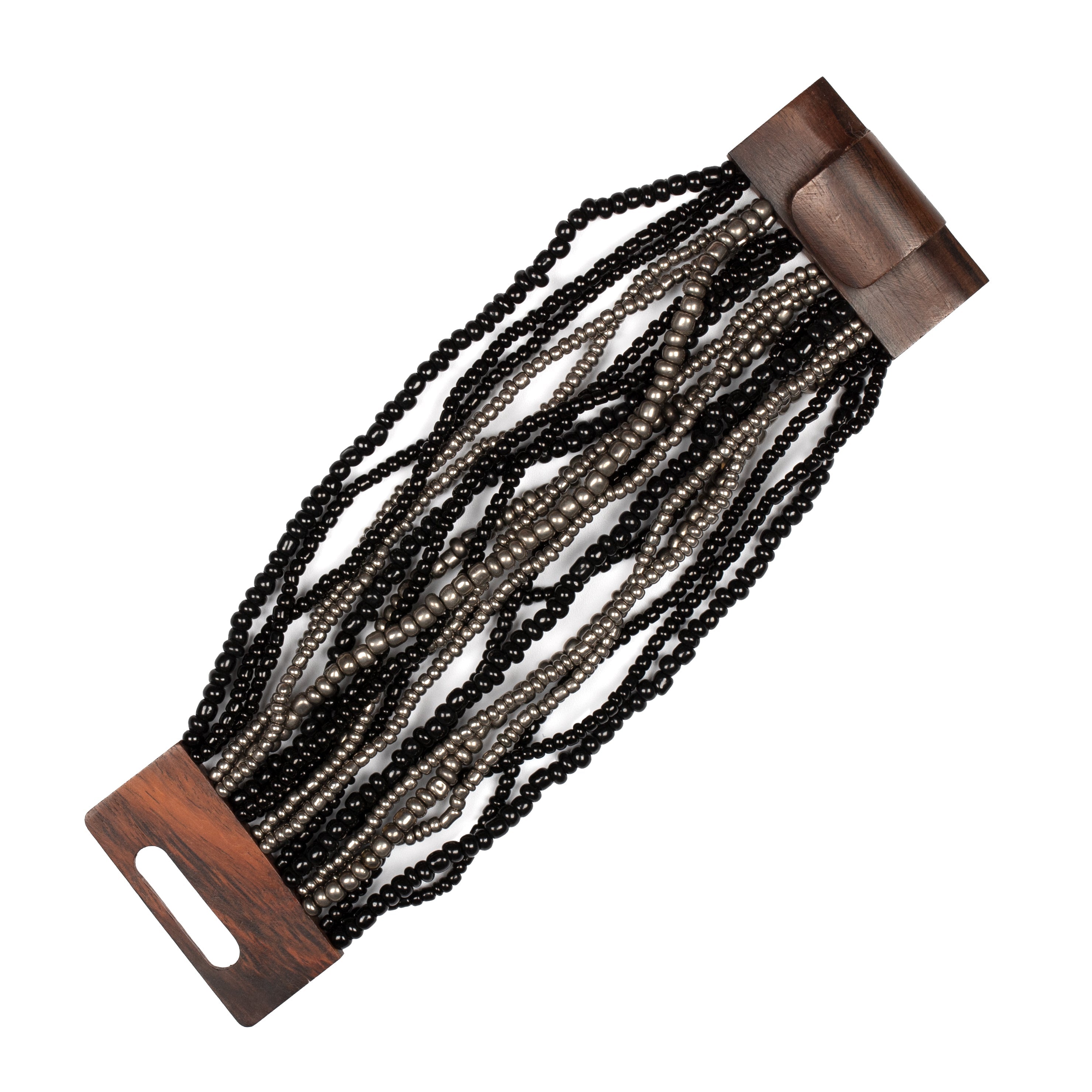 Multi Strand Bracelet With Wooden Clasp - Shopthatapp.ca