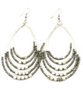 Beaded Hoop Earrings With Metalic Cubes - Shopthatapp.ca