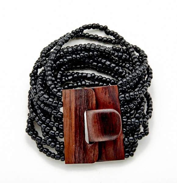 Beaded Bracelet with Wooden Clasp - Shopthatapp.ca