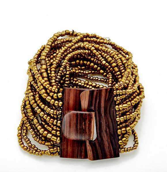 Beaded Bracelet with Wooden Clasp - Shopthatapp.ca