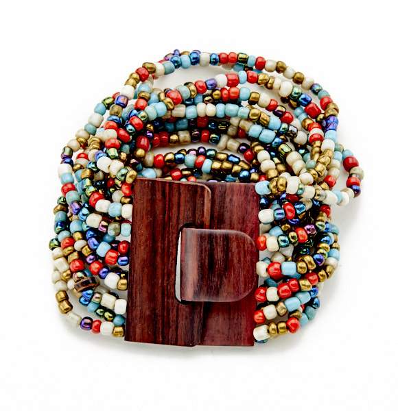 Beaded Bracelet with Wooden Clasp - Shopthatapp.ca