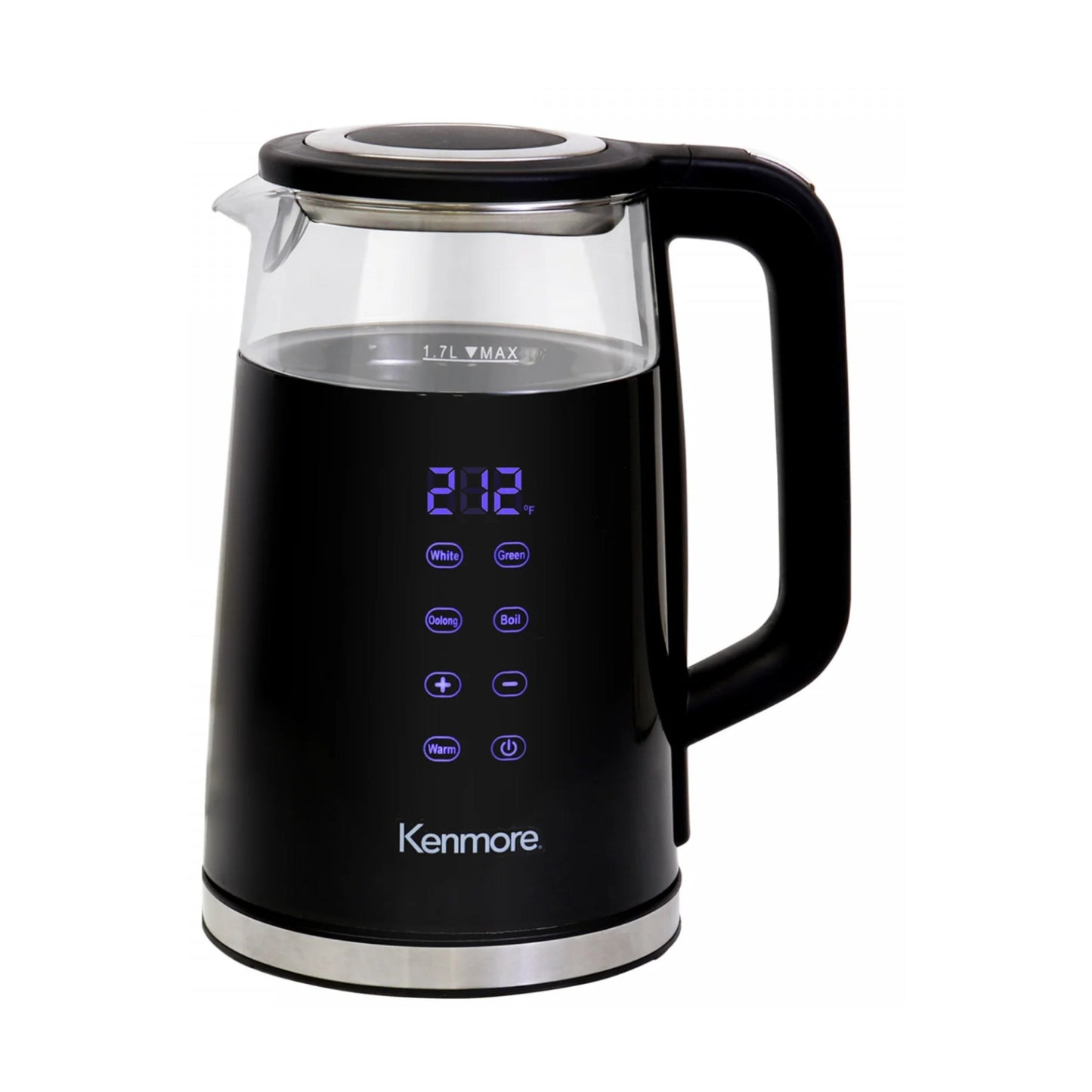 Bouilloire Kenmore de 1,7 L en verre à double paroi avec écran tactile (KKTKDB) - Shopthatapp.ca