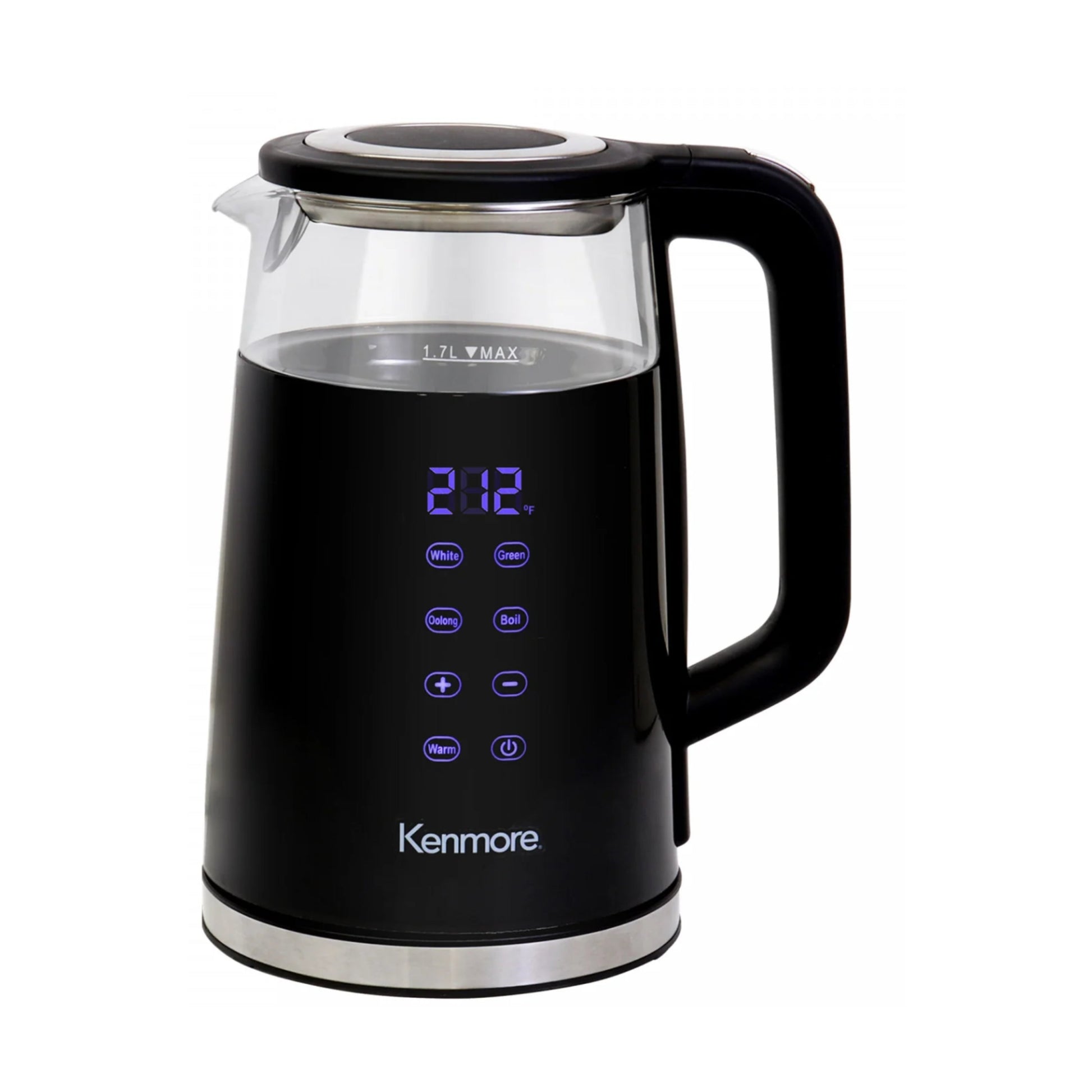 Bouilloire Kenmore de 1,7 L en verre à double paroi avec écran tactile (KKTKDB) - Shopthatapp.ca