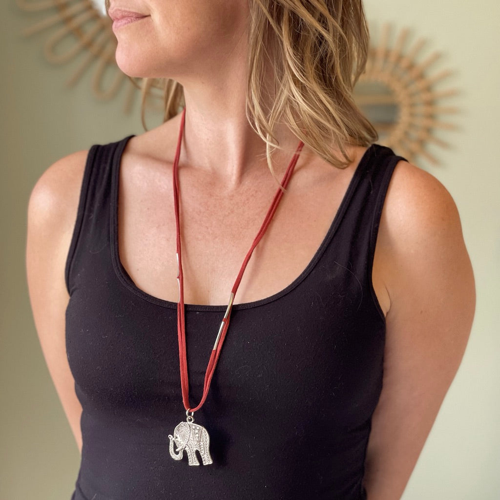 Elephant Suede Pendant - Unique & Stylish Jewelry - Shopthatapp.ca