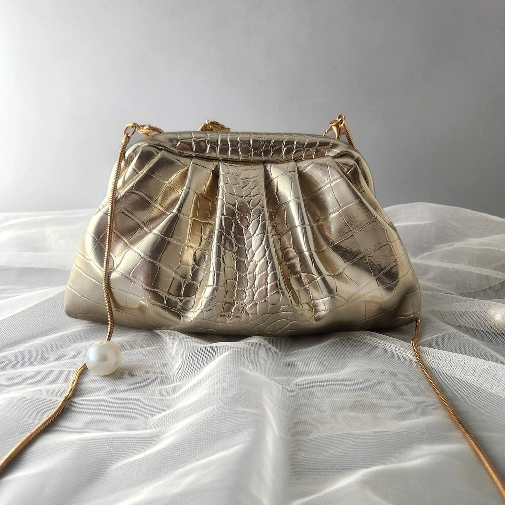Elevate Your Style with the Luxury Evening Clutch: Golden Gallop Cloud Clutch