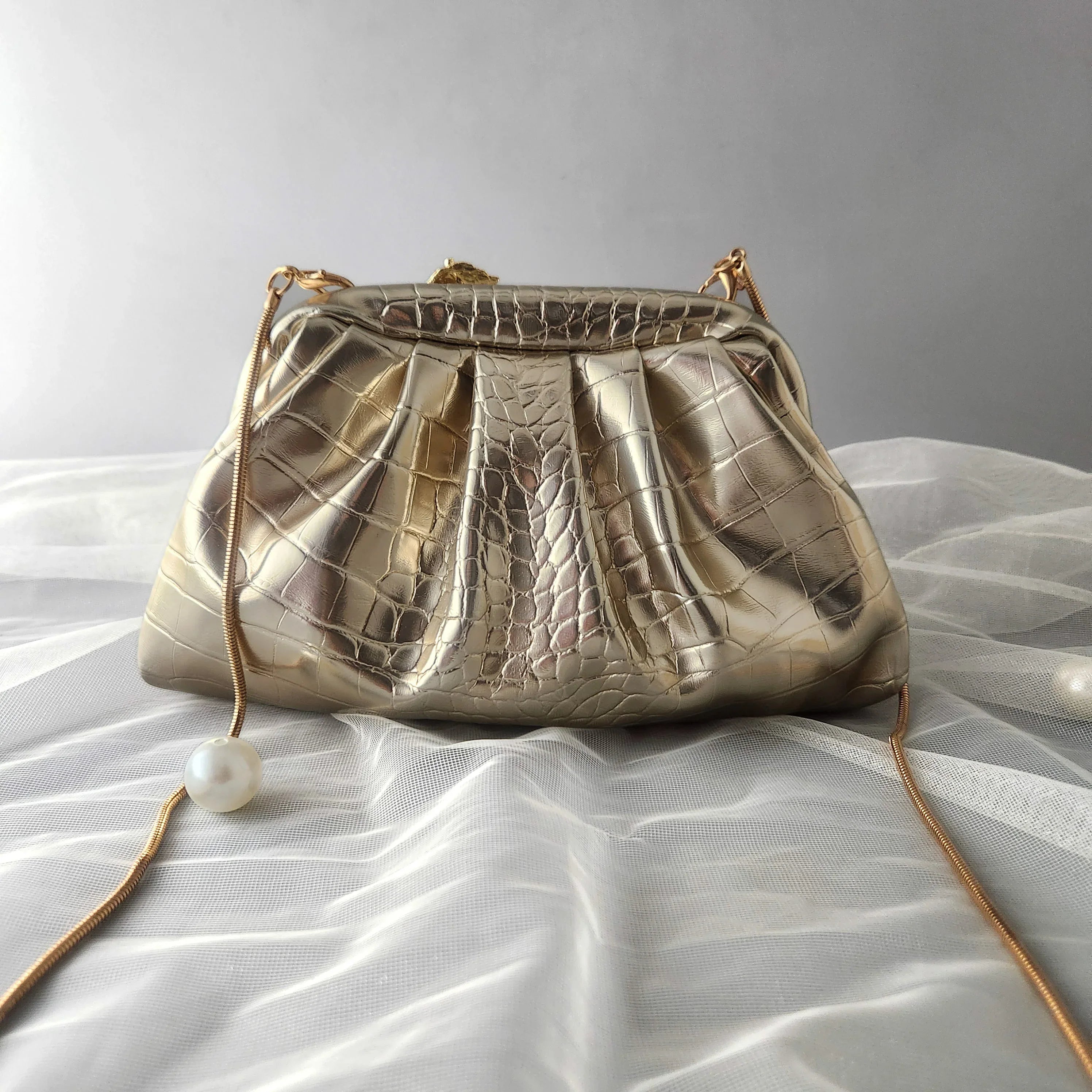 Elevate Your Style with the Luxury Evening Clutch: Golden Gallop Cloud Clutch