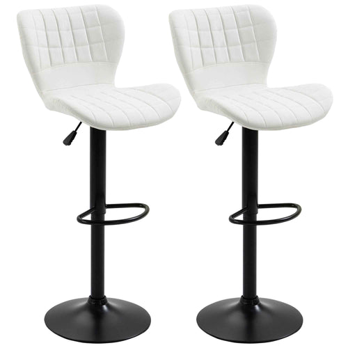 Avion Counter/Barstools with Adjustable Height and Swivel-Set of 2-White