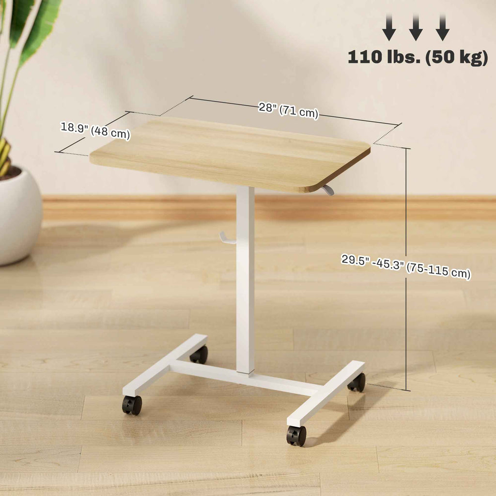 Eden Height Adjustable Standing Desk with Wheels and Headphone Hook-Natural