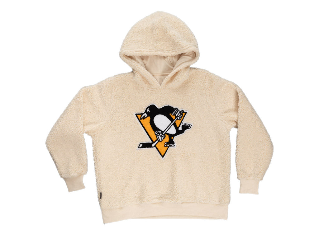 Pittsburgh Penguins Ladies Sherpa Hoodie with Premium Chenille Logo - Shopthatapp.ca