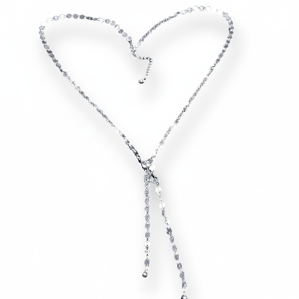 Disc Chain Necklace Silver Plate with Double Drop Design - Shopthatapp.ca