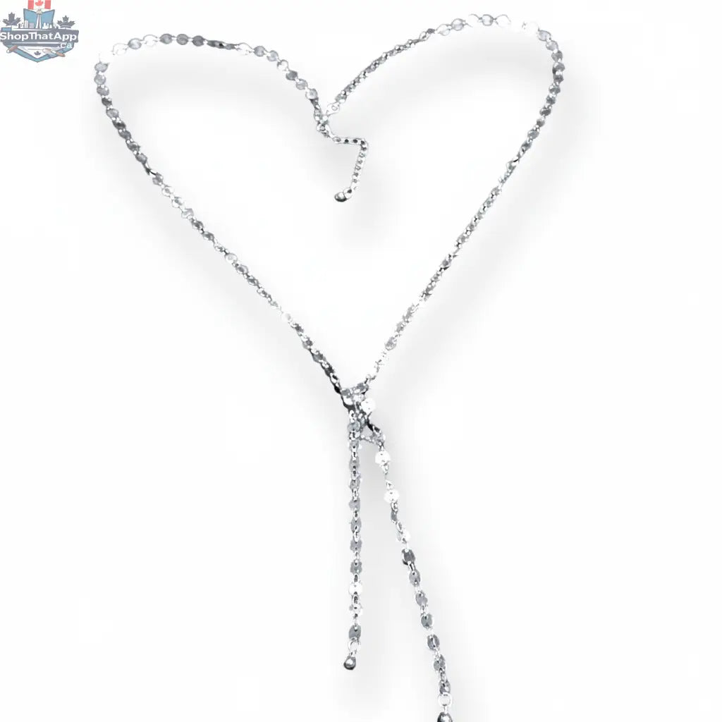 Silver-plated disc chain necklace with double drop design by Suzie Blue Canada, featuring layered circular pendants.